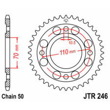  JT SPROCKETS Acél Standard Hátsó Láncsor 246 - 530 lánc, láncszett