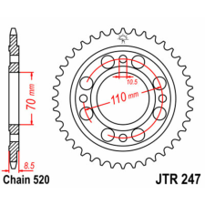  JT SPROCKETS Acél Standard Hátsó Láncsor 247 - 520 lánc, láncszett