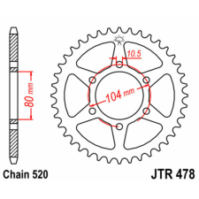  JT SPROCKETS Acél Standard Hátsó Láncsor 478 - 520 lánc, láncszett