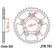  JT SPROCKETS Acél Standard Hátsó Láncsor 701 - 520 lánc, láncszett