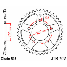  JT SPROCKETS Acél Standard Hátsó Láncsor 702 - 525 lánc, láncszett