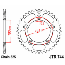 JT SPROCKETS Acél Standard Hátsó Láncsor 744 - 525 egyéb motorkerékpár alkatrész