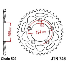 JT SPROCKETS Acél Standard Hátsó Láncsor 746 - 520 egyéb motorkerékpár alkatrész