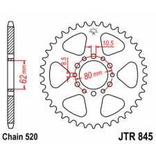  JT SPROCKETS Acél Standard Hátsó Láncsor 845 - 520 lánc, láncszett