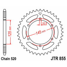  JT SPROCKETS Acél Standard Hátsó Láncsor 855 - 520 lánc, láncszett