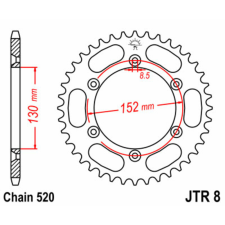 JT SPROCKETS Acél Standard Hátsó Láncsor 8 - 520 egyéb motorkerékpár alkatrész