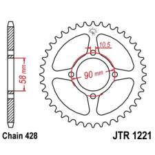 JT SPROCKETS Acél Standard Hátsó Láncszem 1221 - 428 egyéb motorkerékpár alkatrész