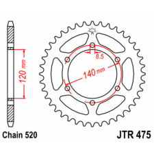 JT SPROCKETS Acél Standard Hátsó Láncszem 475 - 520 egyéb motorkerékpár alkatrész
