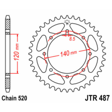JT SPROCKETS Acél Standard Hátsó Láncszem 487 - 520 egyéb motorkerékpár alkatrész