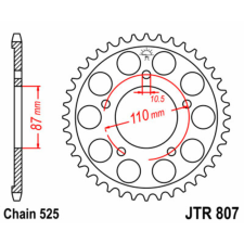 JT SPROCKETS Acél Standard Hátsó Láncszem 807 - 525 egyéb motorkerékpár alkatrész