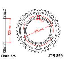JT SPROCKETS Acél Standard Hátsó Láncszem 899 - 525 egyéb motorkerékpár alkatrész