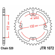 JT SPROCKETS Acél Standard Hátsó Láncszerkezet 1072 - 520 egyéb motorkerékpár alkatrész