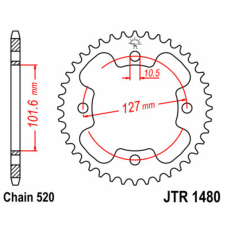 JT SPROCKETS Acél Standard Hátsó Láncszerkezet 1480 - 520 egyéb motorkerékpár alkatrész