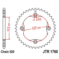 JT SPROCKETS Acél Standard Hátsó Láncszerkezet 1760 - 520 egyéb motorkerékpár alkatrész