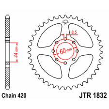 JT SPROCKETS Acél Standard Hátsó Láncszerkezet 1832 - 420 egyéb motorkerékpár alkatrész