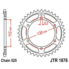  JT SPROCKETS Acél Standard Hátsó Láncszerkezet 1876 - 525 lánc, láncszett