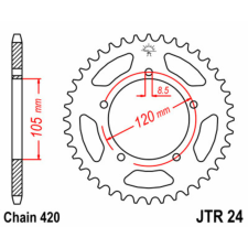 JT SPROCKETS Acél Standard Hátsó Láncszerkezet 24 - 420 lánc, láncszett