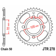 JT SPROCKETS Acél Standard Hátsó Láncszerkezet 278 - 530 egyéb motorkerékpár alkatrész