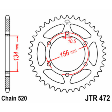 JT SPROCKETS Acél Standard Hátsó Láncszerkezet 472 - 520 egyéb motorkerékpár alkatrész