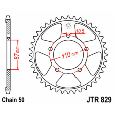 JT SPROCKETS Acél Standard Hátsó Láncszerkezet 829 - 530 egyéb motorkerékpár alkatrész