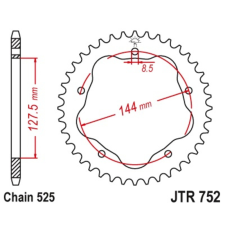 JT SPROCKETS Alumínium Hátsó Láncszerkezet 752 - 525 egyéb motorkerékpár alkatrész