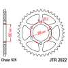JT SPROCKETS Standard acél hátsó lánckerék 2022 - 525 JT SPROCKETS Erőátviteli alkatrész Lánc, lánckerék, láncszett Hátsó lánckerék