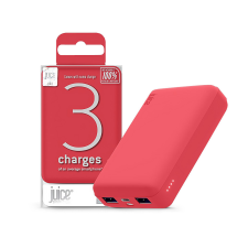 Juice Univerzális hordozható, asztali akkumulátor töltő - Juice ECO 3 Power Bank - 2xUSB +Type-C - 10.000 mAh - piros mobiltelefon kellék