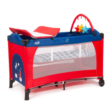  Juju Sleepy Baby Összecsukható kiságy, 2 szint, Unikornis, Piros/Kék utazóágy