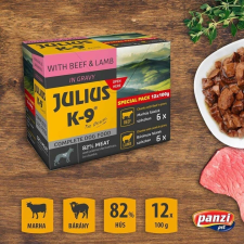 Julius K9 Julius-K9 Beef & Lamb szószos falatok kutyáknak 12x100g kutyafelszerelés