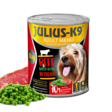 JULIUS-K9 PETFOOD AKCIÓS Julius-K9 konzerv Adult - nedveseledel (marha,borsó) felnőtt kutyák részére (800g)(12db) kutyaeledel
