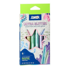 Junior Színes rostirón Junior Ultra Glitter csillogó pasztell, 6 darabos filctoll, marker