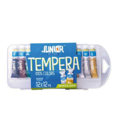 Junior Tempera Junior 12 x 12 ml kemény dobozos ecsettartóval tempera