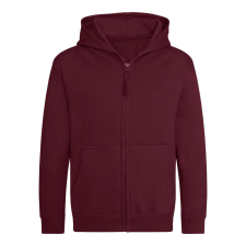 Just Hoods Gyerek cipzáras kapucnis pulóver AWJH050J, Burgundy-9/11 gyerek pulóver, kardigán