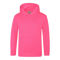 Just Hoods Gyerek élénk színű kapucnis pulóver AWJH004J, Electric Pink-7/8