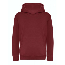 Just Hoods Gyerek organikus kapucnis pulóver AWJH201J, Burgundy-L