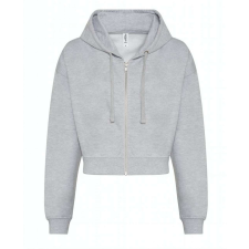 Just Hoods hasig érő cipzáros kapucnis Női pulóver AWJH065, Heather Grey-L női pulóver, kardigán