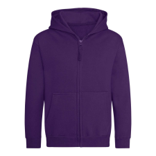 Just Hoods Kapucnis gyerek pulóver, Just Hoods AWJH050J, elején végig cipzárral, Purple-3/4 gyerek pulóver, kardigán