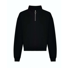 Just Hoods Női 1/4 cipzáras galléros pulóver AWJH037, Deep Black-M női pulóver, kardigán