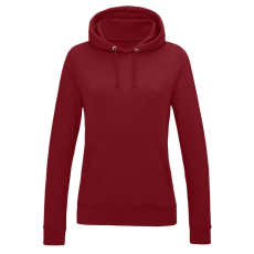 Just Hoods Női kapucnis pulóver bolyhozott belsővel AWJH001F, Red Hot Chilli-XL