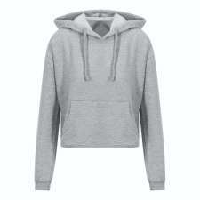 Just Hoods rövid derkú Női kapucnis pulóver AWJH016, Heather Grey-XL női pulóver, kardigán