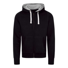 Just Hoods Uniszex cipzáros-kapucnis férfi pulóver AWJH052, Jet Black-2XL