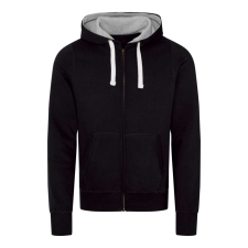 Just Hoods Uniszex cipzáros-kapucnis férfi pulóver AWJH052, Jet Black-L férfi pulóver, kardigán