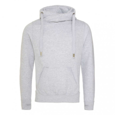 Just Hoods Uniszex kapucnis pulóver Just Hoods AWJH021 Cross neck Hoodie -2XL, Heather Grey