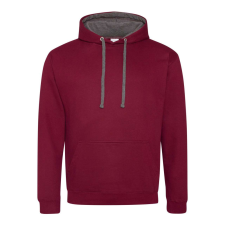 Just Hoods Uniszex kapucnis pulóver kontrasztos színű kapucni béléssel AWJH003, Burgundy/Charcoal-XL férfi pulóver, kardigán