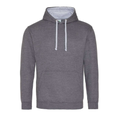 Just Hoods Uniszex kapucnis pulóver kontrasztos színű kapucni béléssel AWJH003, Charcoal/Heather Grey-M