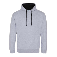 Just Hoods Uniszex kapucnis pulóver kontrasztos színű kapucni béléssel AWJH003, Heather Grey/Jet Black-M