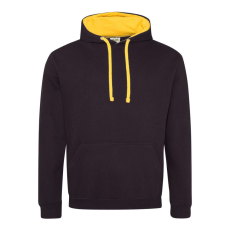 Just Hoods Uniszex kapucnis pulóver kontrasztos színű kapucni béléssel AWJH003, Jet Black/Gold-S
