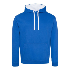 Just Hoods Uniszex kapucnis pulóver kontrasztos színű kapucni béléssel AWJH003, Royal Blue/Arctic White-XL