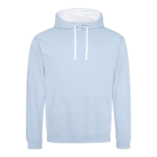 Just Hoods Uniszex kapucnis pulóver kontrasztos színű kapucni béléssel AWJH003, Sky Blue/Arctic White-M