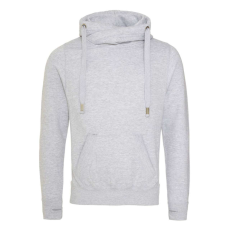 Just Hoods Uniszex keresztbe vart nyakú, vastag kapucnis pulóver AWJH021, Heather Grey-L